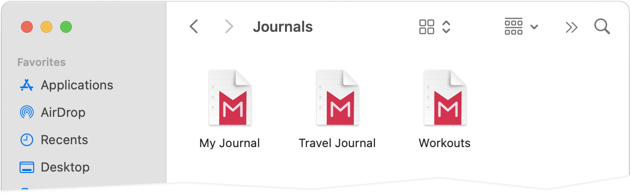Journal files displayed in Finder